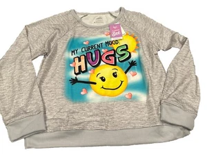 Justice Pajama Set 8 Top Pants Long Sleeve Gray Split Back Current Mood Hugs - Picture 1 of 4