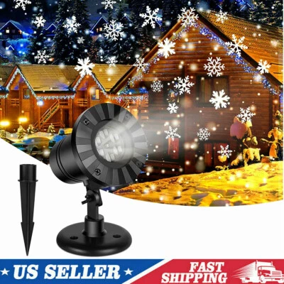 LED Snowflake Christmas Projector Light Laser Moving Landscape Xmas Decor Lamp - Image 1 of 4