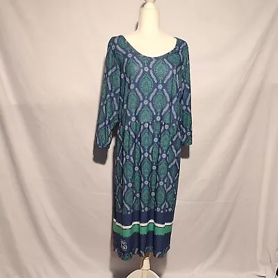 Vestido Lolly Wolly Doodle XXXL Verde, Azul y Blanco Paisley Estampado Mujer Foto 1 de 4