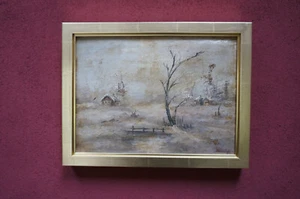 Gemälde alt Winterlandschaft signiert Domsody (?) Rahmen - Bild 1 von 6