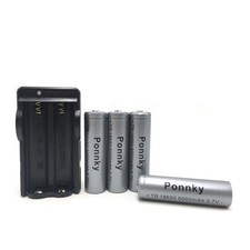 Ponnky 4 pcs 3.7V 18650 5000mah Rechargeable Lithium Battery with battery...