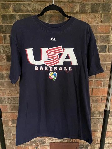 Majestic USA 2006 World Baseball Classic Jeter 2 Navy Shirt Yankees Mens Large Cover