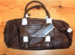 Oak Leathers BROWN LEATHER DUFFEL BAG Shoulder Strap & Handles Carry-on 20x8.5x9 - Picture 1 of 6