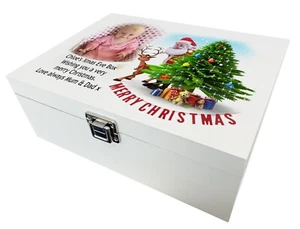 Caja de madera de Nochebuena, caja de recuerdo de madera blanca personalizada, caja de memoria. - Imagen 1 de 12