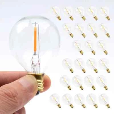 25 PCS G40 Globe LED Replacement Bulbs 0.6W 220V~110V Warm White 2700K LED Lamp - Image 1 of 4