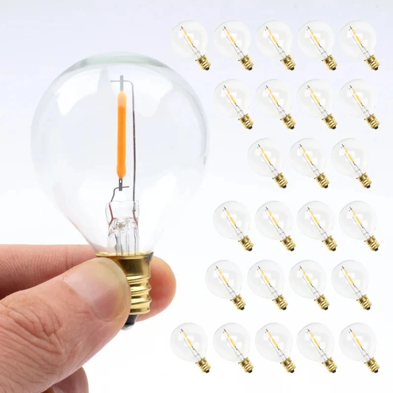 25 PCS G40 Globe LED Replacement Bulbs 0.6W 220V~110V Warm White 2700K LED Lamp - Image 1 of 4