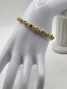 Judith Ripka 14K Gelbgold plattiert facettierte Sim Diamanten Rolling Tennis Armband - Bild 1 von 13