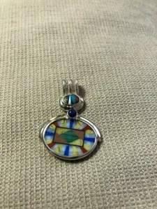 Whitney Kelly sterling silver multi gemstone mosaic inlay pendant slide - Picture 1 of 6