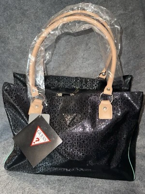 G by GUESS Lambent Black Logo Large Overnight Bag Travel Tote Shopper Purse - Image 1 of 4