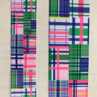 Preppy madras plaid Grosgrain ribbon BTY 3/8" 5/8" 7/8" 1.5" - Image 1 of 2