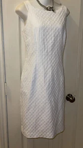 Talbots White Textured Knit Sleeveless Strappy Cross-Cross Sheath Dress Sz 12P - Picture 1 of 13