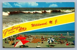Postcard Vtg New Jersey Wildwood Beach Atlantic Ocean - Picture 1 of 2