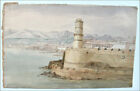 Aquarelle Originale Fort Saint Jean A Morlaix   Bretagne Cc 1830