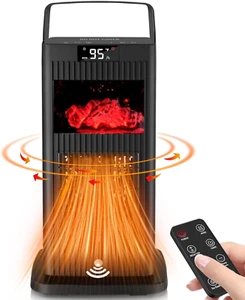 Portable Infrared Space Heater with Fireplace Flame, Fast Heating, 4 Modes - Picture 1 of 11