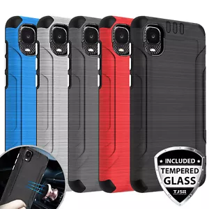Per Alcatel TCL A3 A509DL custodia telefono armatura spazzolata cover TPU + vetro temperato - Foto 1 di 42