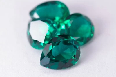 Loose Gemstone Lab Created Emerald Hydrothermal Emerald Pear shape - Image 1 of 4