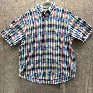 Camisa Brooks Brothers Para Hombre XL Azul Abotonada Madrás A Cuadros Manga Corta De Colección - Imagen 1 de 12