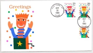 JACK IN THE BOX, CHRISTMAS WINTER GREETINGS FIRST DAY OF ISSUE FDC, 3 STAMPS! - Picture 1 of 1