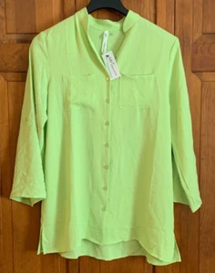 Blusa para mujer NUEVA colección NY manga larga lengüeta enrollable verde botón delantero - L - Imagen 1 de 3