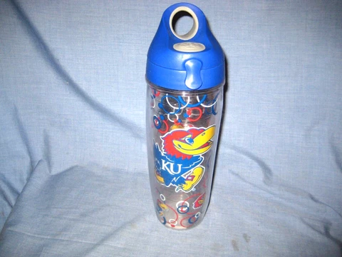 *KANSAS UNIVERSITY JAYHAWKS INSULATED PLASTIC TRAVEL MUG, CUP - 24 OZ Cover