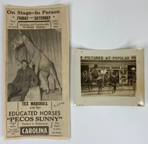 Foto instantánea de cine Tex Marshall Educated Horses Carolina 1948 y anuncio - Imagen 1 de 5