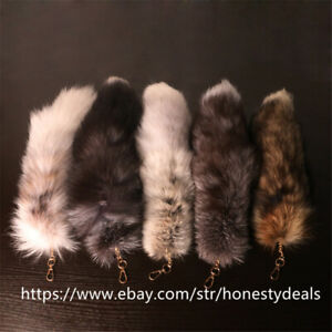 100% Real Genuine Fur Tail Keychain Bag Charm Handbag Accessories Cosplay Toy