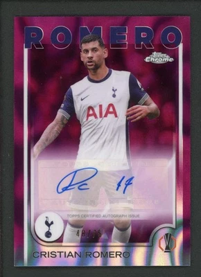 2025 CRISTIAN ROMERO 48/75 AUTO TOPPS CHROME UEFA EUROPA LEAGUE LAVA AUTOGRAPHS - Image 1 of 2