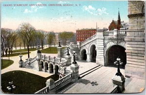 Postcard NY Albany Grand Staircase and Capitol Grounds - Picture 1 of 2