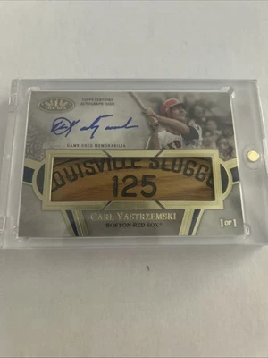 Carl Yastrzemski 2021 TOPPS TIER ONE BAT Barrel On Card AUTOGRAPH AUTO 1/1 - Image 1 of 4