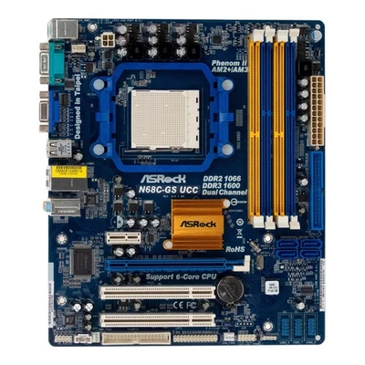 ASRock N68C-GS UCC Socket AM2+ DDR2 Pcie PCI Matx - Image 1 of 3