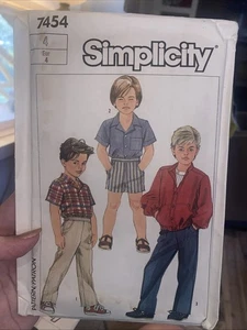 Vintage 1986 Simplicity Boys Sewing Pattern 7454 Size 4 Uncut - Picture 1 of 3