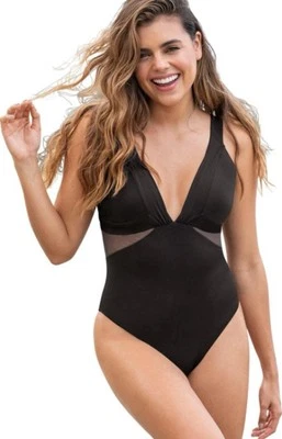 Leonisa Badeanzug Shapewear formgebend Cups auswechselbar schwarz neu - Bild 1 von 4