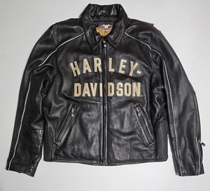 Harley Davidson Men's 100th Anniversary Motorcycle Black Leather Jacket XL - Picture 1 of 14