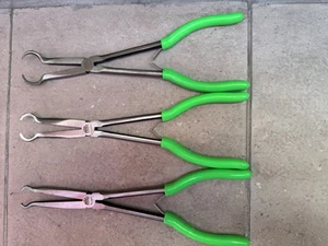 New Mac tools 3 pcs Long-Reach Gripping Pliers 11" L (3/4")M (1/2) S(5/16) Green - Picture 1 of 3