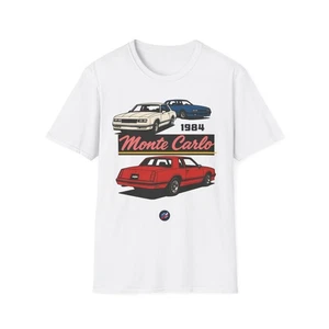 1984 Monte Carlo T-Shirt Retro Chevy G-Body Muscle Car rot weiß blau Tee - Bild 1 von 9