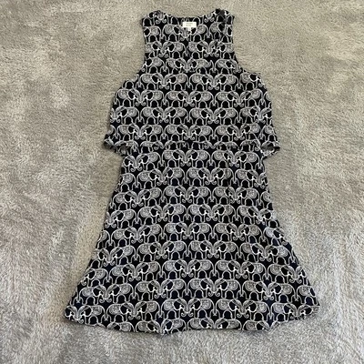 Crown & Ivy Dress Womens Size 6 Blue White Elephant Tiered Layered Sleeveless - Image 1 of 4