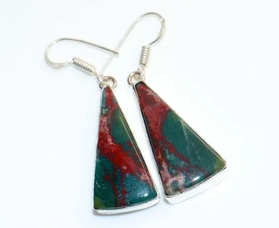 925 镀银大簇血石耳环珠宝首饰尺寸 2 GW — 第 1/3 张图片