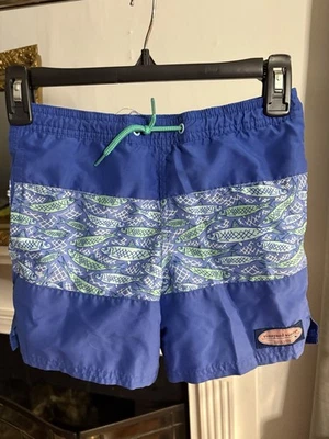 Vineyard Vines Green/Blue Fish Patterned Swim Trunks  Size 5 - Image 1 of 2