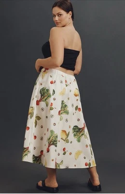 Anthropologie Maeve Midi Skirt Lemon Jacie Poplin Preppy Boho Retro Medium NWT - Image 1 of 4