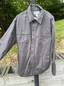 Duluth Trading Co Gray Flannel Lined Shirt Jacket w/ pockets Meduim Free Ship - Picture 1 of 6