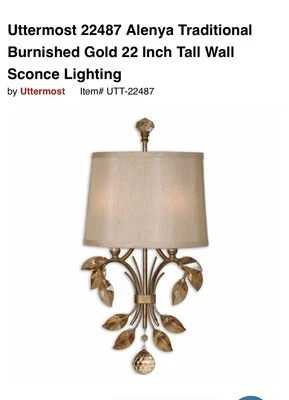 Aplique de pared Uttermost Alenya 2 luces 12 pulgadas oro bruñido luz de pared 22487 nuevo en caja Foto 1 de 4