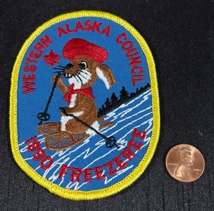PARCHE BOY SCOUT BSA WESTERN ALASKA Council nanuk lodge oa 355 congelador 1990 - Imagen 1 de 2