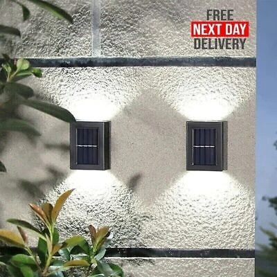 Wall Lights Solar 8x Up & Down Lamp Decor Waterproof Garden Outdoor Fence Yard - Image 1 of 4