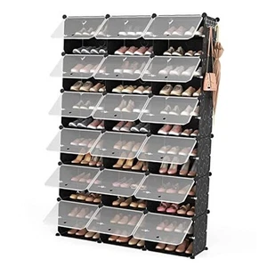 Portable Shoe Rack Organizer Covered Shoe Rack Shoe Organizer 72 Pairs Black - Picture 1 of 7
