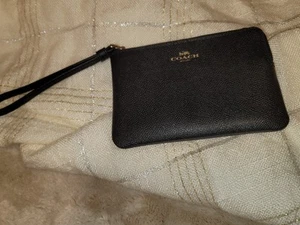 COACH black Leather Wristlet - Picture 1 of 7