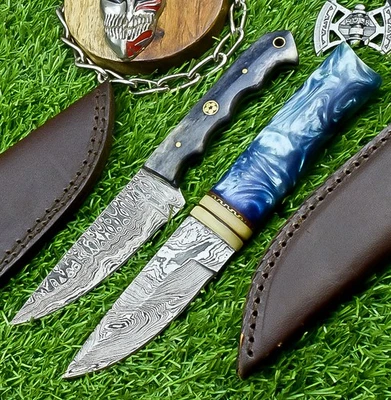 LOTE DE 2 PIEZAS Cuchillo de Caza Hecho a Mano de Acero Damasco - Cuchillo Desollador Exterior Z-819 Foto 1 de 4