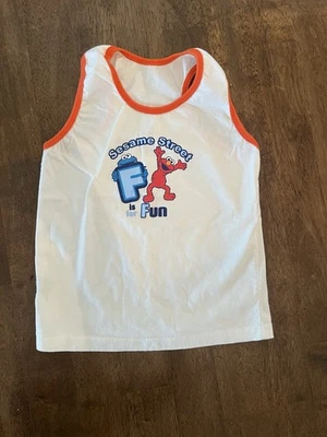 vintage 2009 Elmo and Cookie Monster Sesame Street kids small white tank top - Image 1 of 4