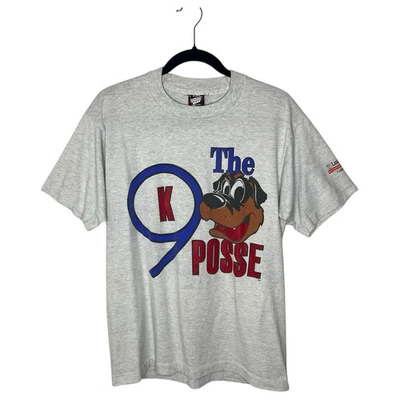 Vintage T-Shirt L 90s Screen Stars Single Stitch Little Caesars Dog Print Grey - Image 1 of 4