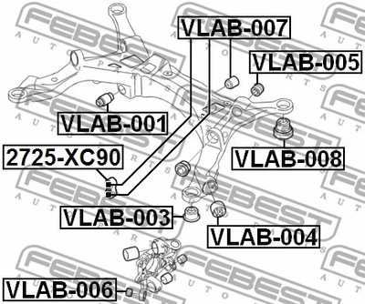 Buje travesaño trasero FEBEST 1999-2013 Volvo XC90 VLAB-005 Foto 1 de 2