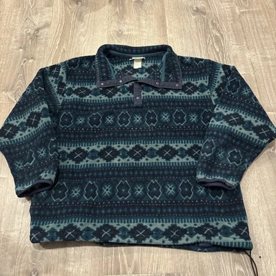 Vintage LL Bean Aztec Pullover Fleece USA Mens Large Women’s L/ XL - Image 1 of 4